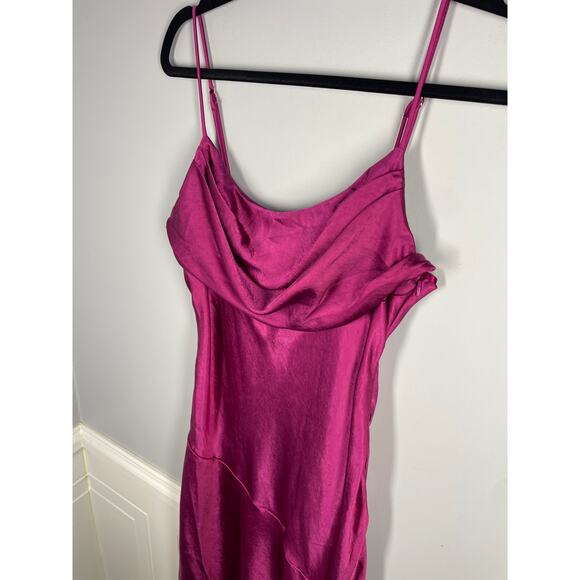 NWT, Saints + Secrets, Size Large, Fuchsia Pink, "Selena" Slip Dress, Satin - Picture 3 of 7